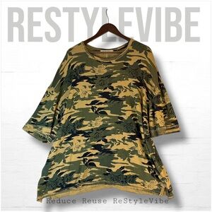 WE THE FREE PEOPLE Women’s Size S Shirt Tee Knit Oversized Camouflage Floral FP